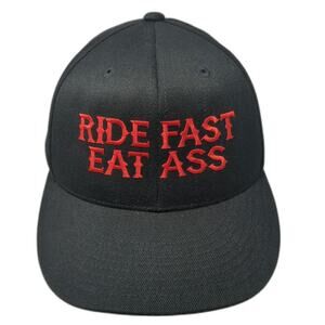 210 Fitted Baseball Cap Black 7 1/4 Ride Fast Eat A SYL VNVLV MC Biker Hat